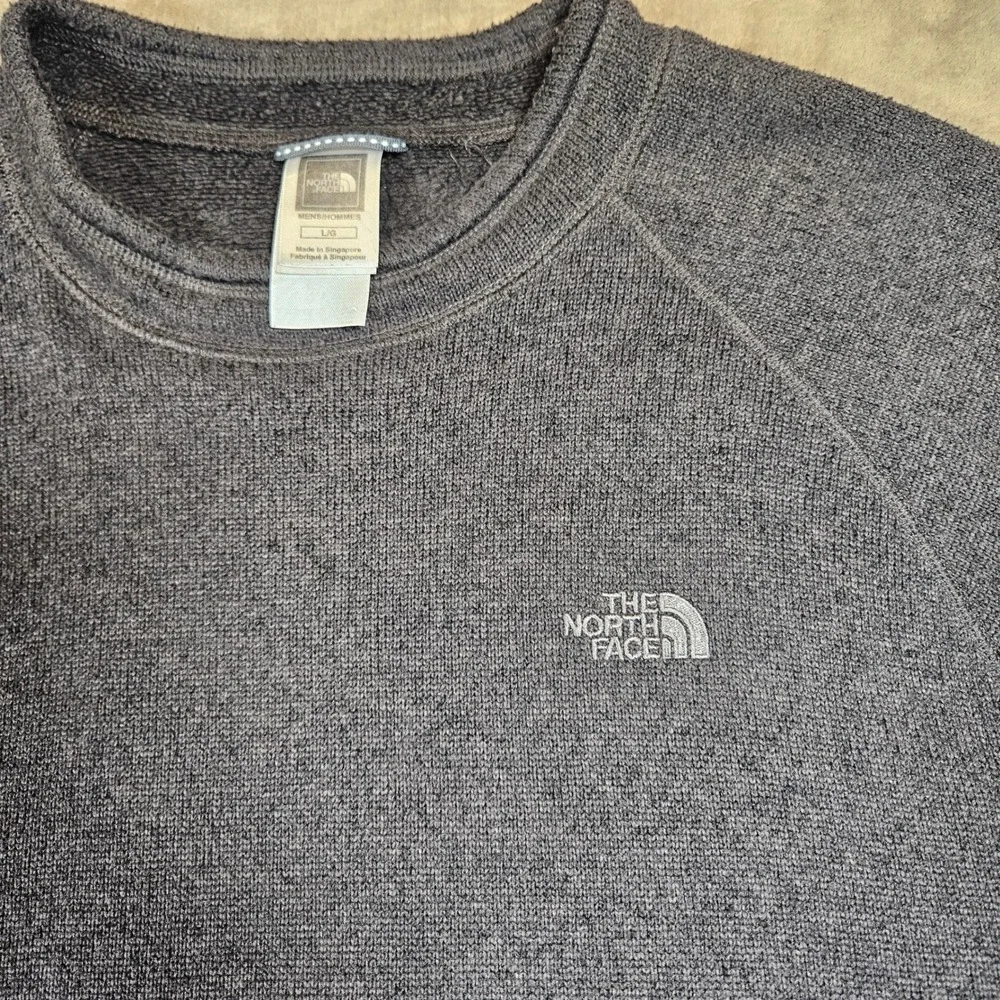 Vtg The North Face Mens Gray Knit Pullover Sweater Lg Pocket Raglan Sleeve Y2K